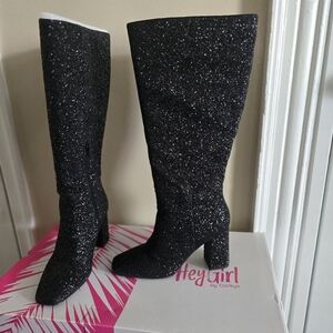 Black Glitter Boot (Tall)
